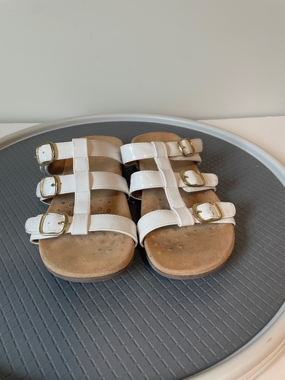 Vionic White Triple-Strap Buckle Sandals